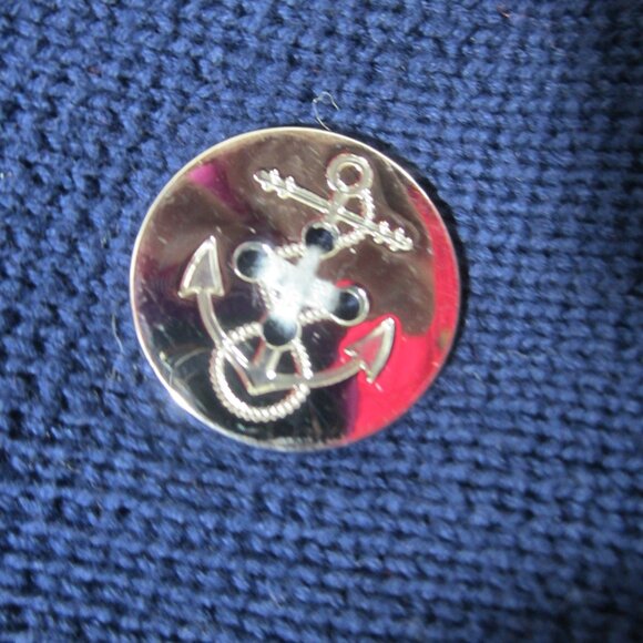 Vtg Ralph Lauren Womens PL Petite L Navy Blue Cotton Cardigan Jacket Nautical - Picture 5 of 7